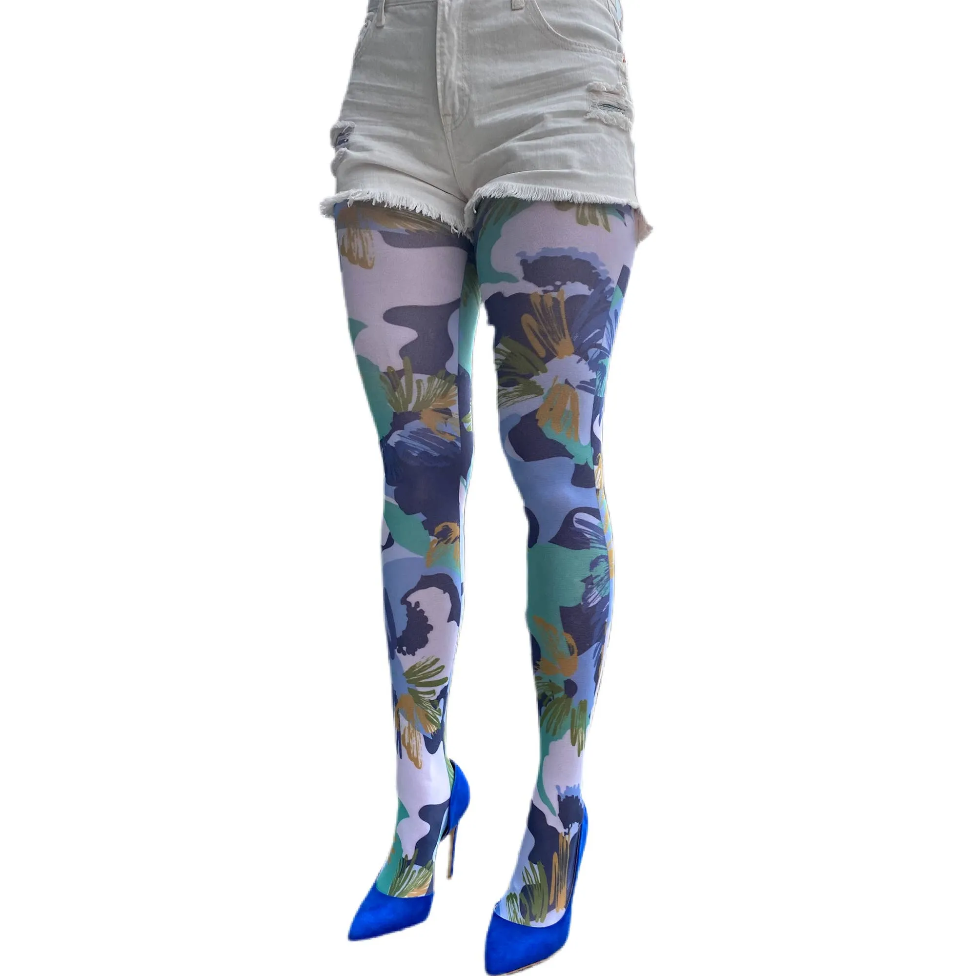 Green Camo Printed Tights