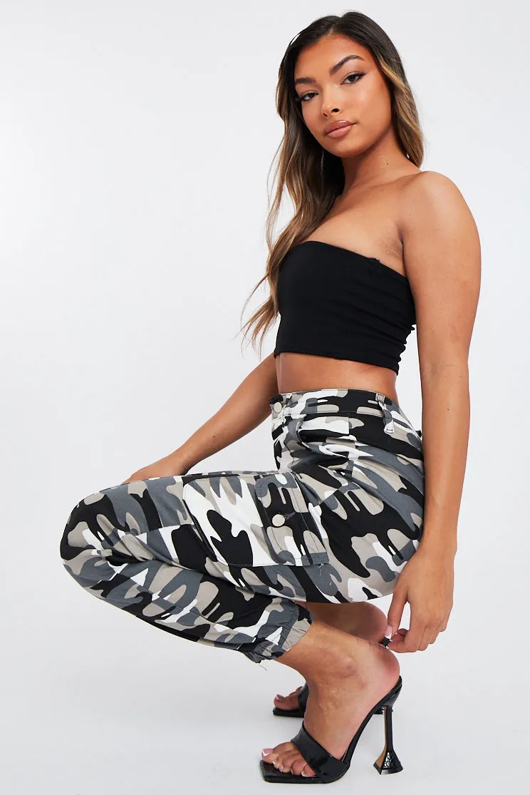 Grey Camo Cuffed Cargo Trousers - Genesis