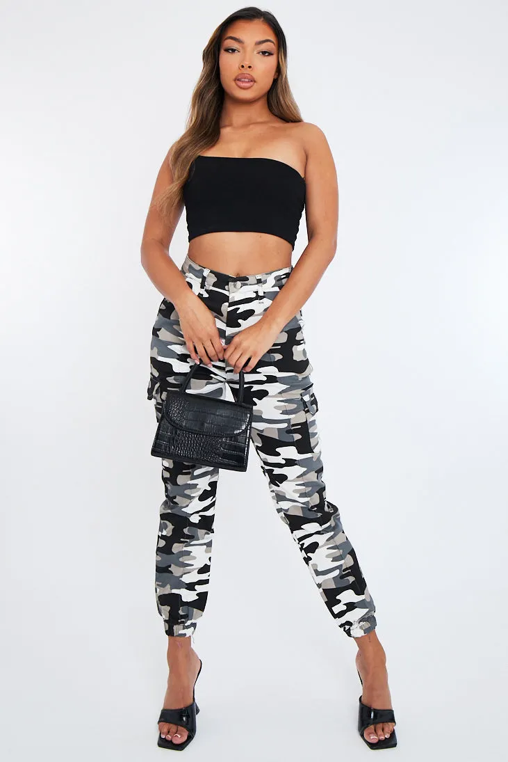 Grey Camo Cuffed Cargo Trousers - Genesis