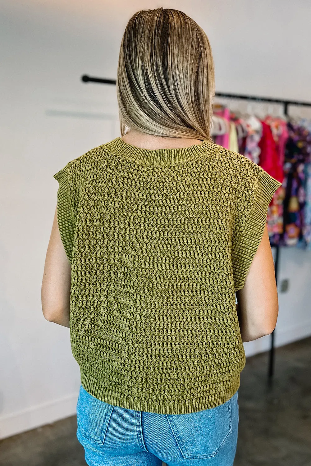 Guacamole Solid Knit Sweater Vest
