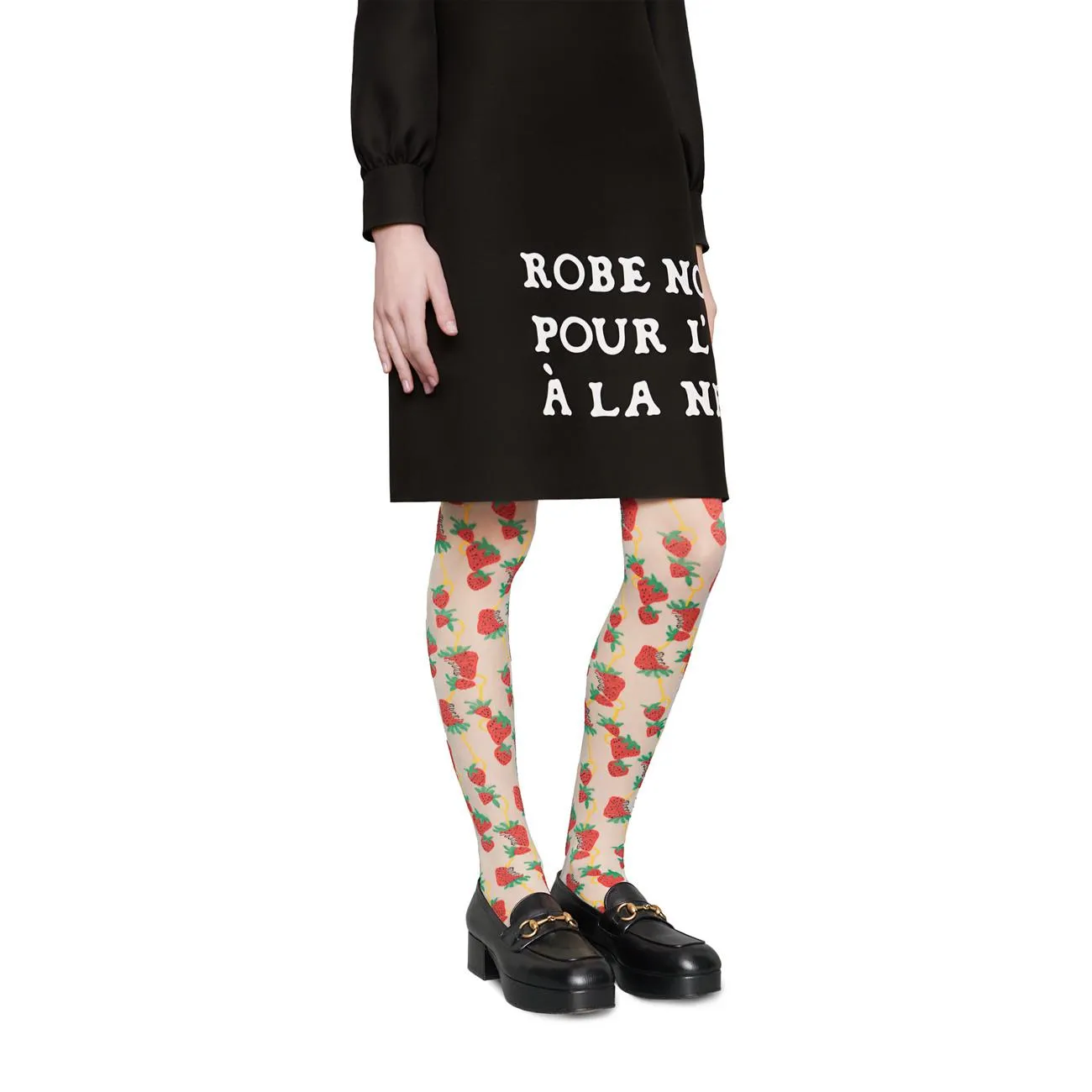 Gucci Strawberry Logo Horse-bit Tights in White