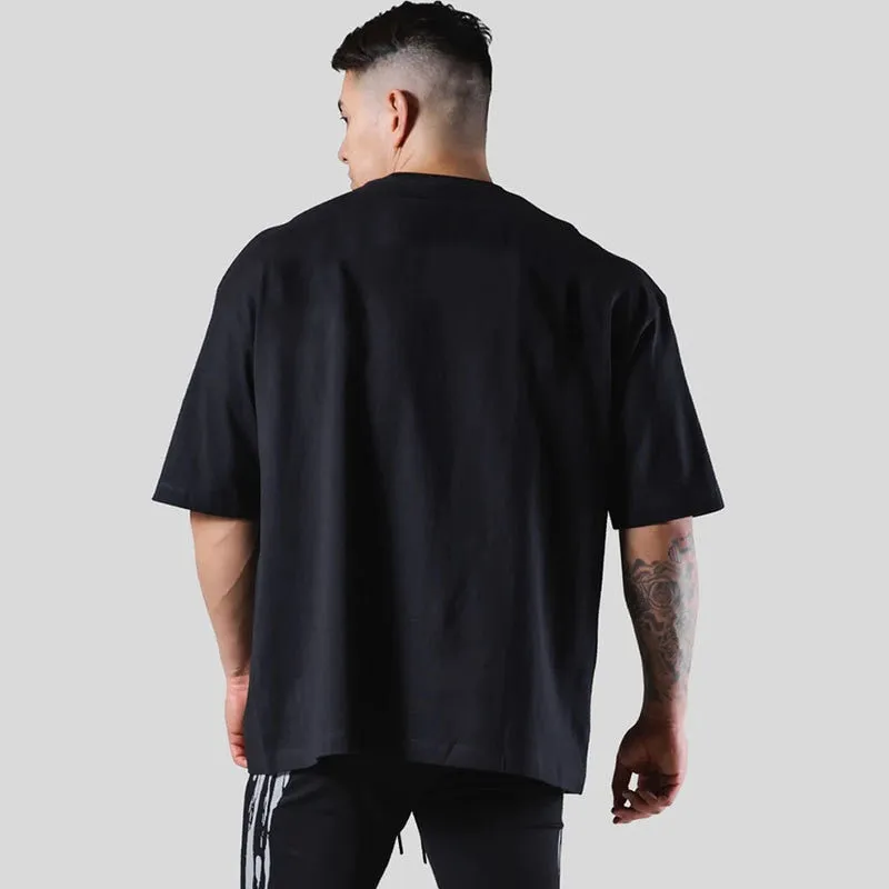 Gym Fitness Shirt Men Running Sport Loose T-shirt Short Sleeve Cotton Tee Tops Summer Male Bodybuilding Training Workout Apparel