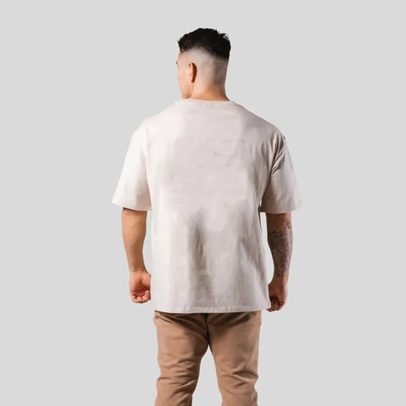 Gym Fitness Shirt Men Running Sport Loose T-shirt Short Sleeve Cotton Tee Tops Summer Male Bodybuilding Training Workout Apparel