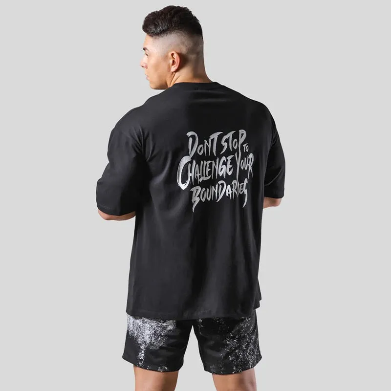 Gym Fitness Shirt Men Running Sport Loose T-shirt Short Sleeve Cotton Tee Tops Summer Male Bodybuilding Training Workout Apparel