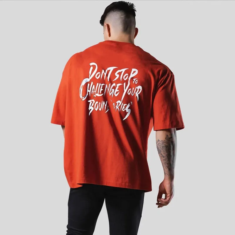 Gym Fitness Shirt Men Running Sport Loose T-shirt Short Sleeve Cotton Tee Tops Summer Male Bodybuilding Training Workout Apparel