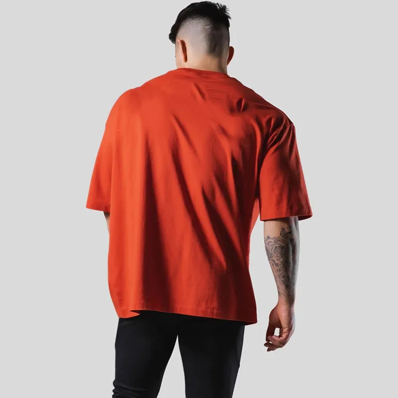 Gym Fitness Shirt Men Running Sport Loose T-shirt Short Sleeve Cotton Tee Tops Summer Male Bodybuilding Training Workout Apparel