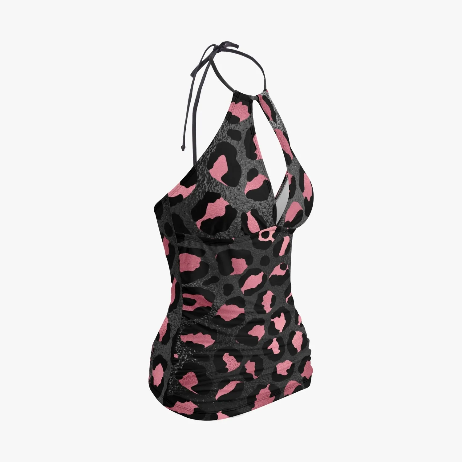 Halter Top Two-Piece Leopard print Tankini Swimsuit