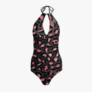 Halter Top Two-Piece Leopard print Tankini Swimsuit