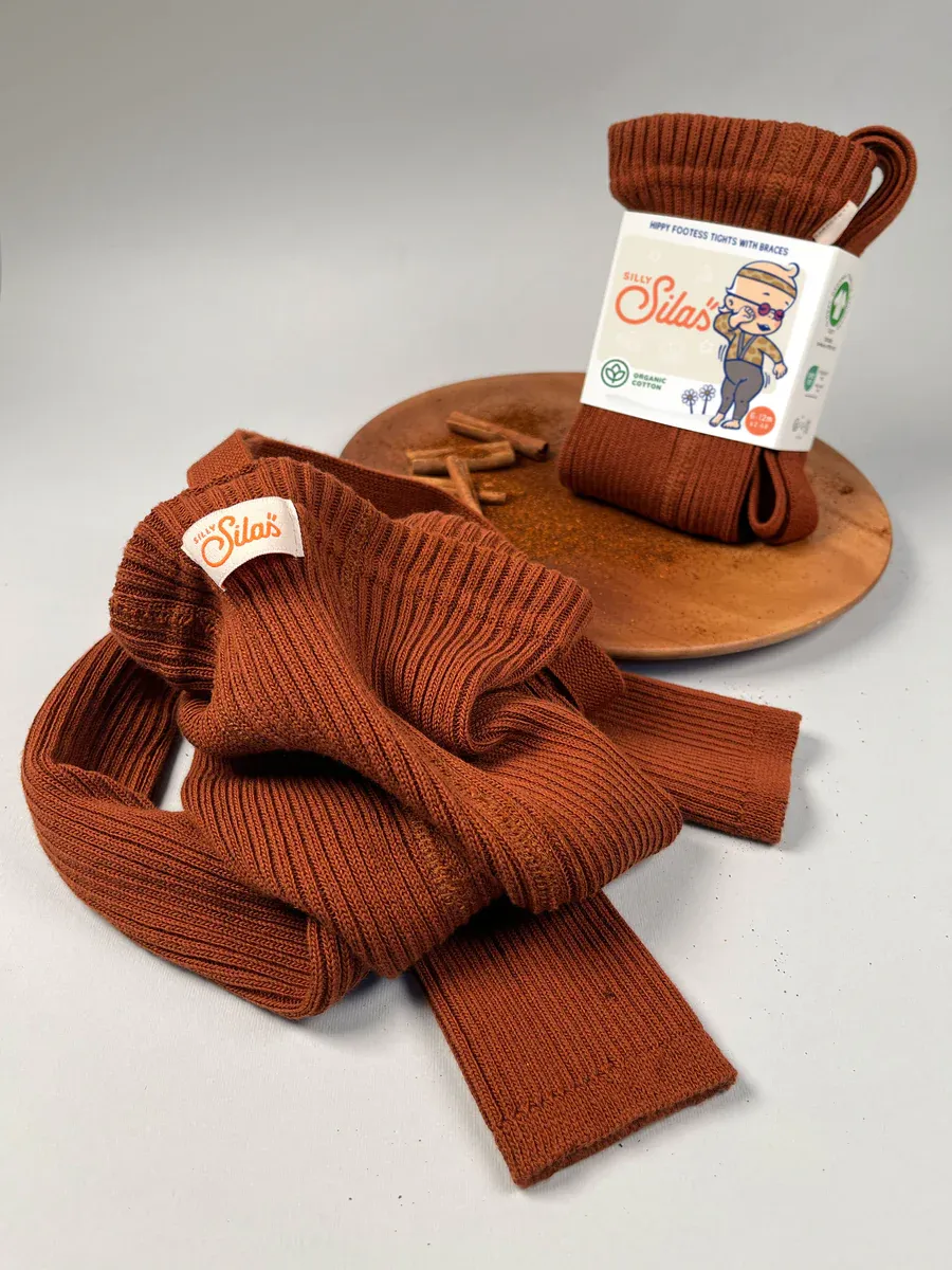 Hippy Footless Cotton Tights - Cinnamon