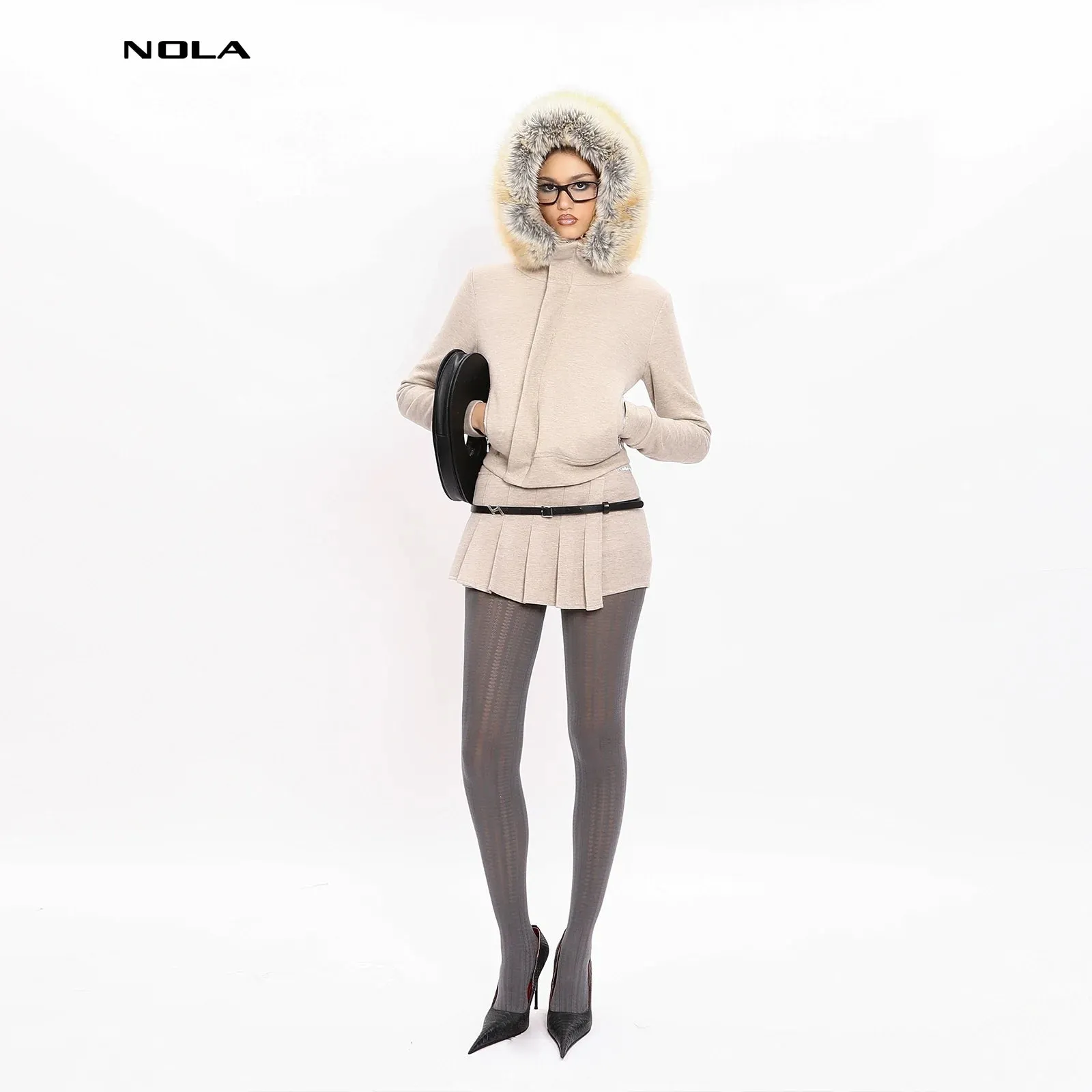 Hooded Plush Skirt Set