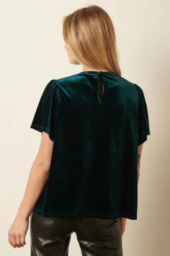 Hunter Velvet Smocked Short Sleeve Blouse