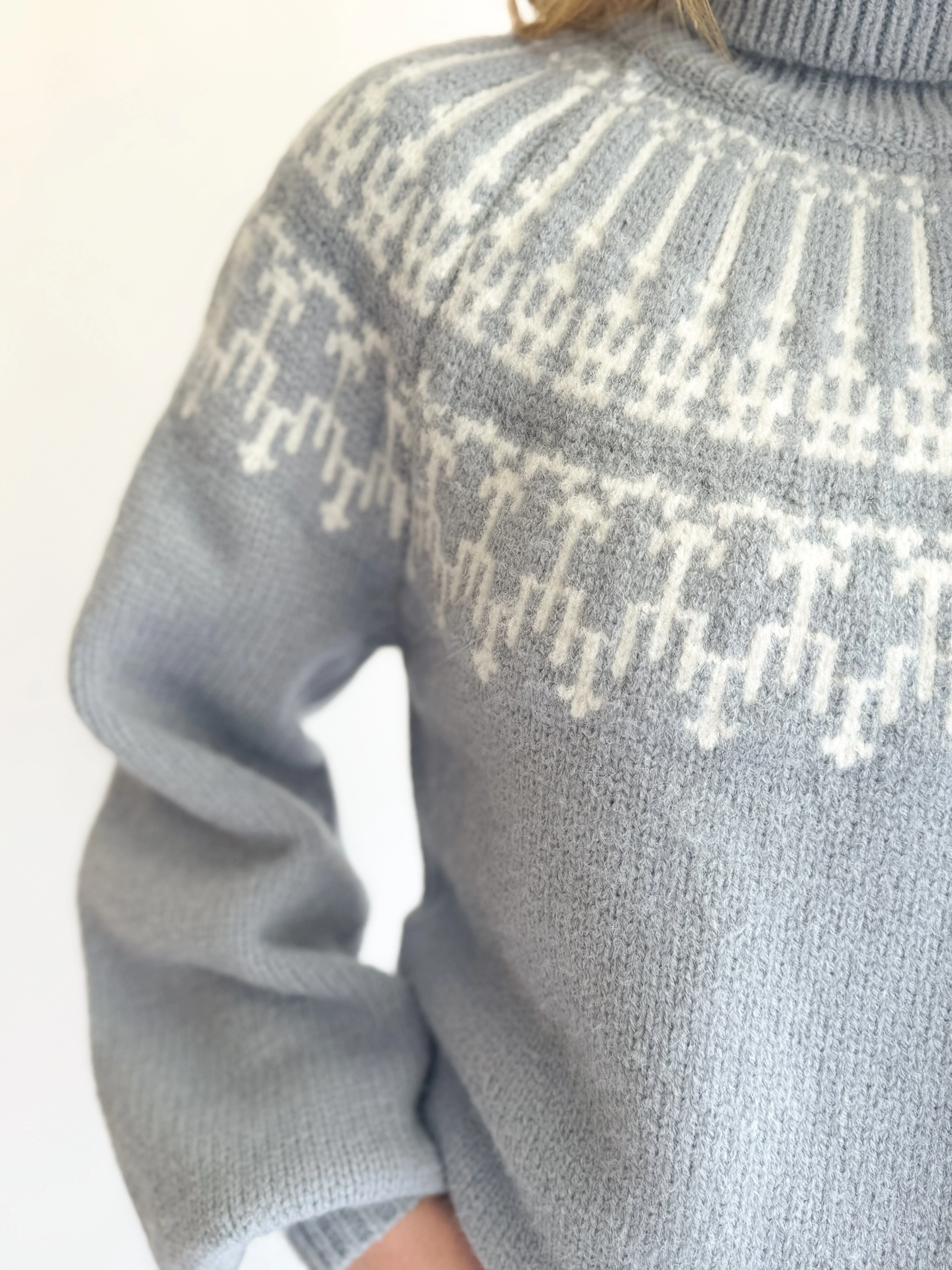 Icy Blue Turtleneck Sweater