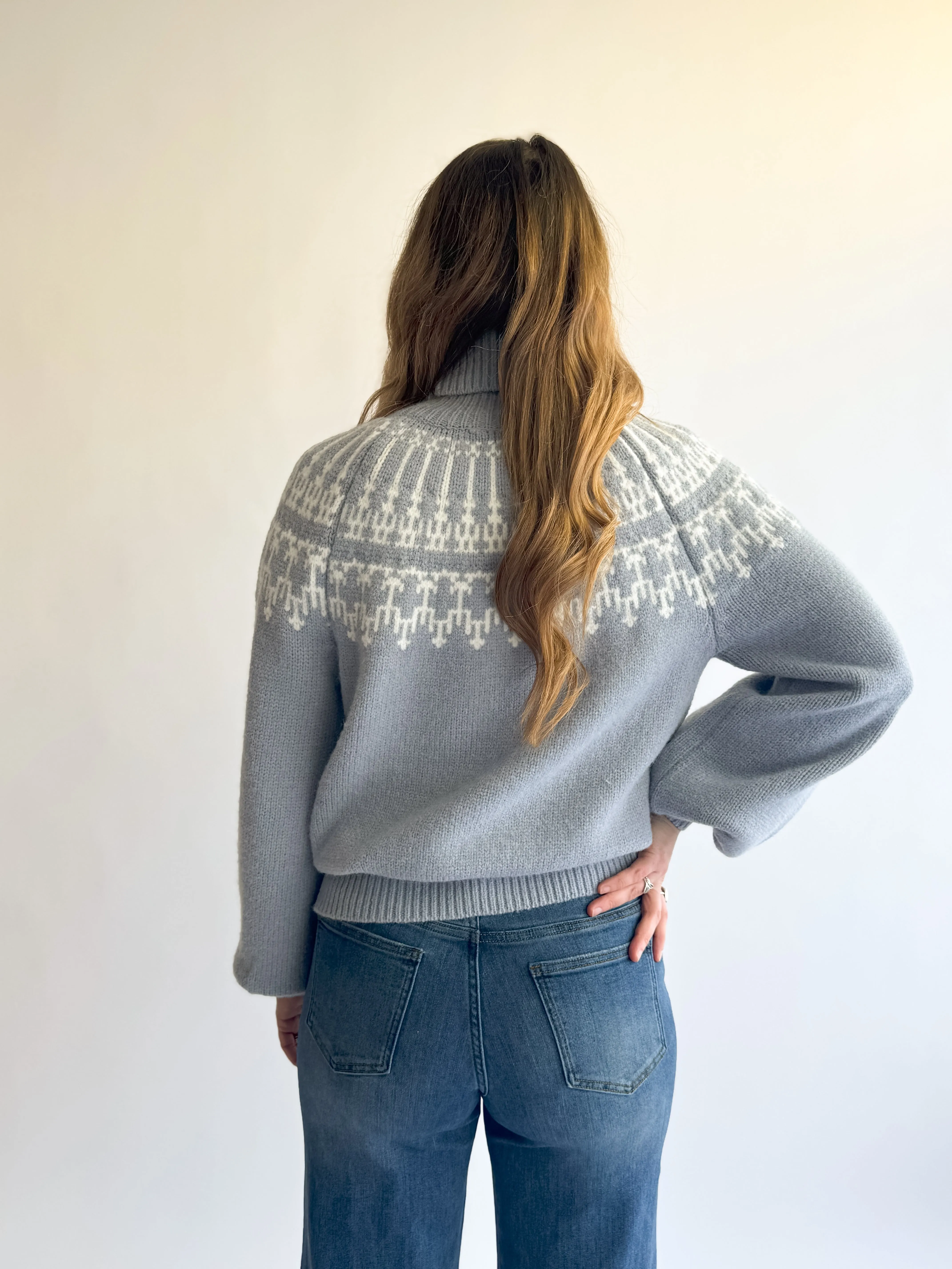 Icy Blue Turtleneck Sweater