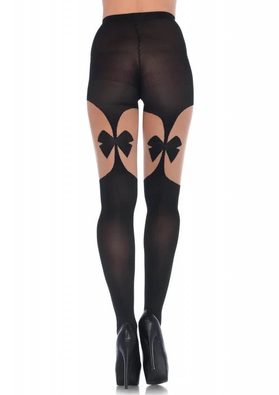 Illusion Bow Garterbelt Tights - One Size