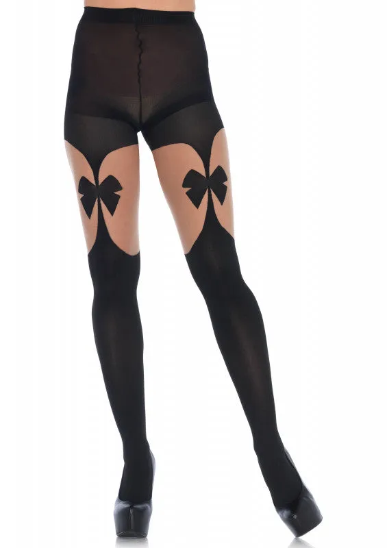 Illusion Bow Garterbelt Tights - One Size