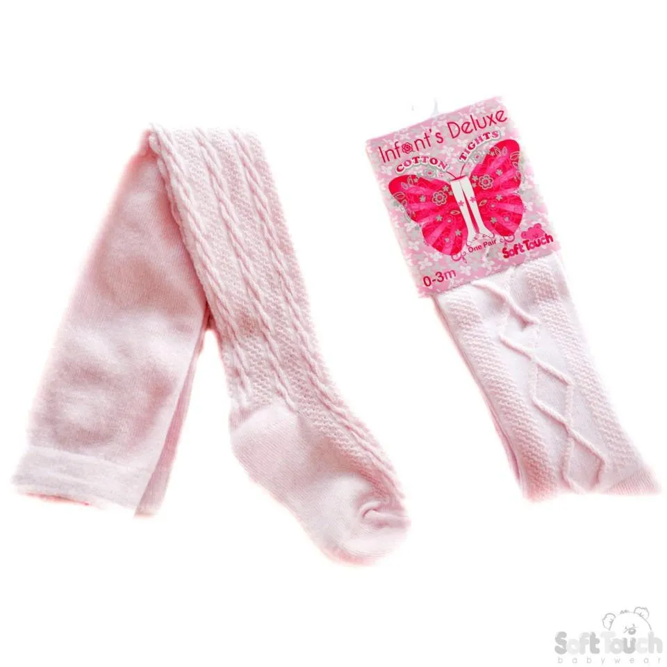 INFANTS PLAIN JACQUARD PINK TIGHTS: T21-P