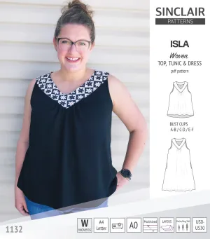 Isla V-neck sleeveless top, tunic and dress for woven and knit fabrics (PDF)