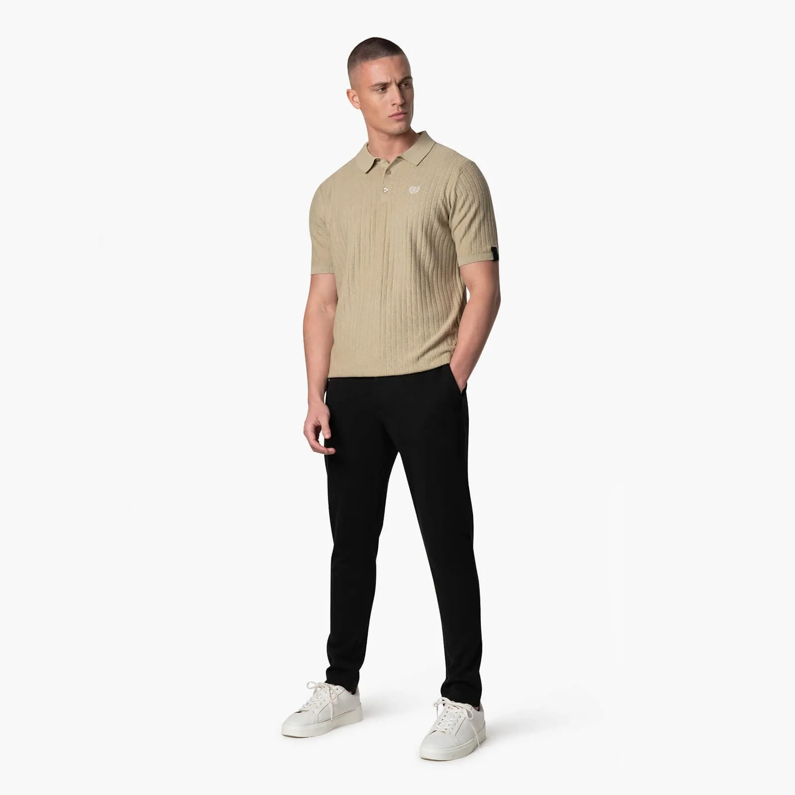 JAY KNITTED POLO | BEIGE/OFF WHITE