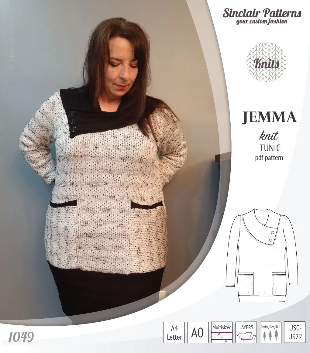 Jemma knit tunic with pockets (PDF)