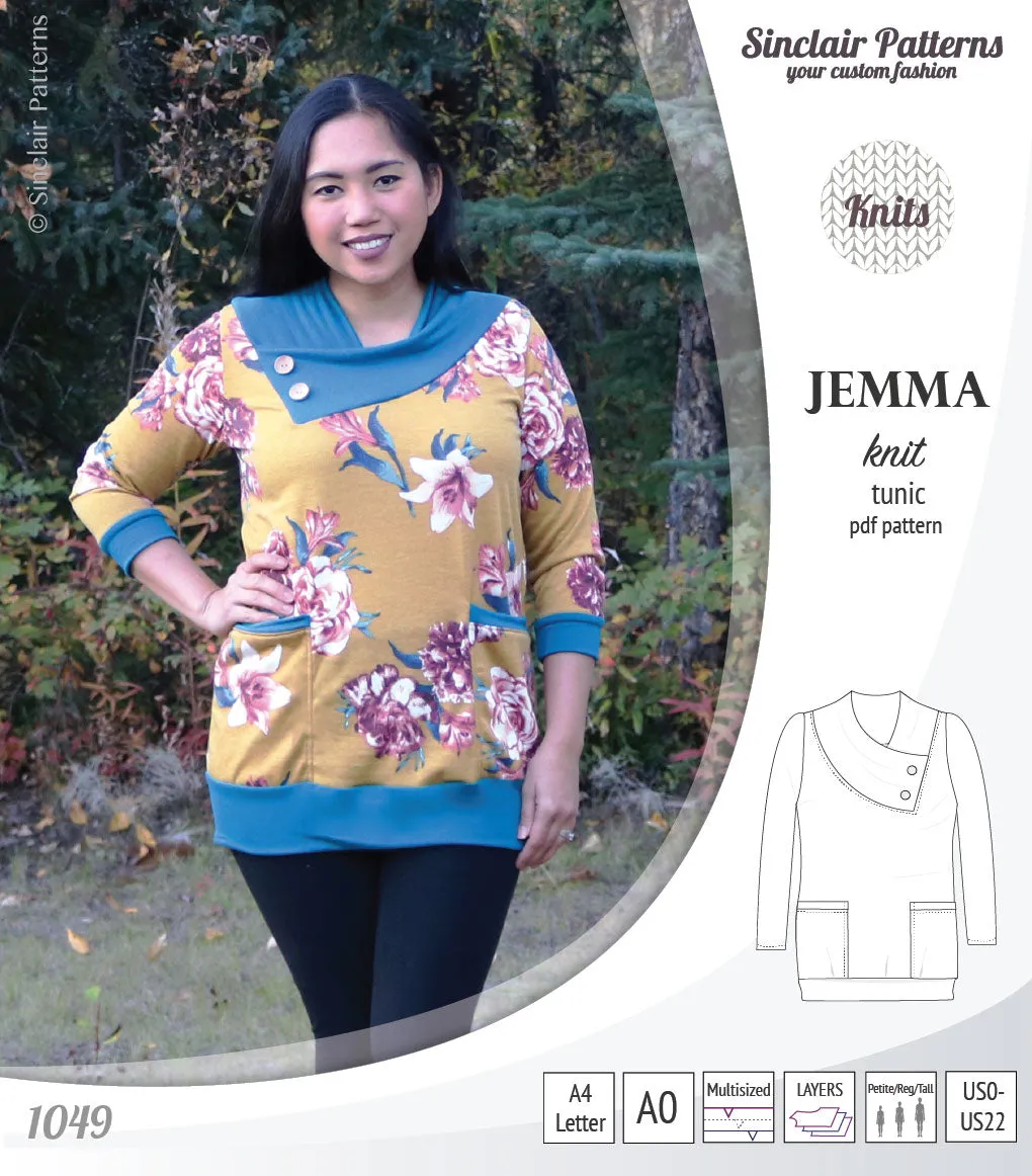 Jemma knit tunic with pockets (PDF)