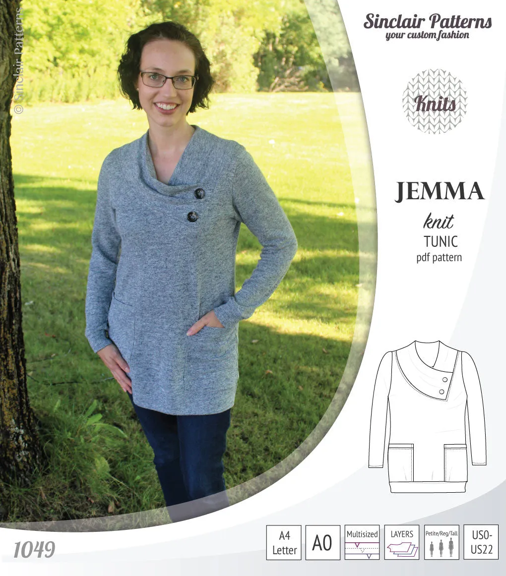 Jemma knit tunic with pockets (PDF)