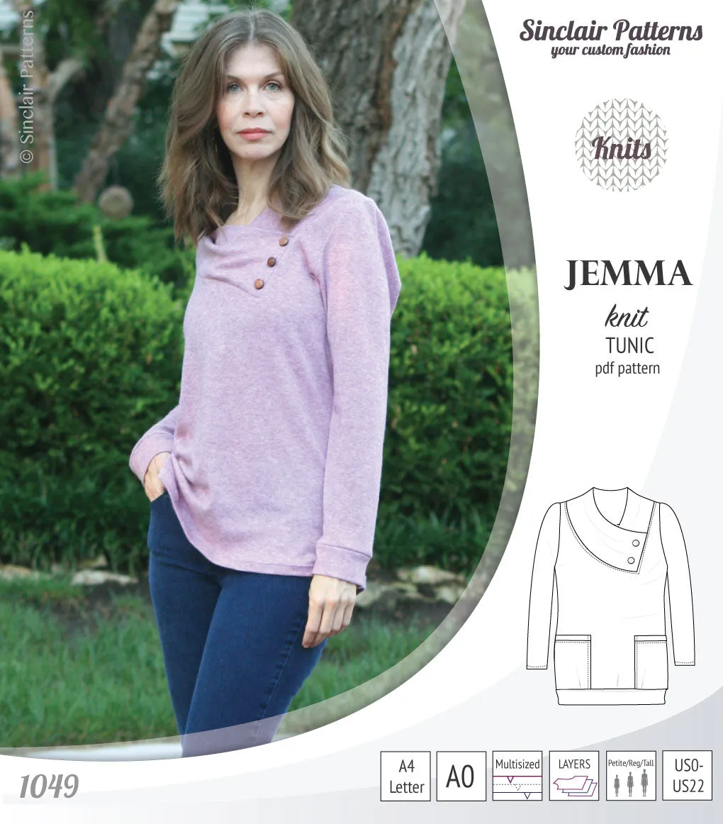Jemma knit tunic with pockets (PDF)