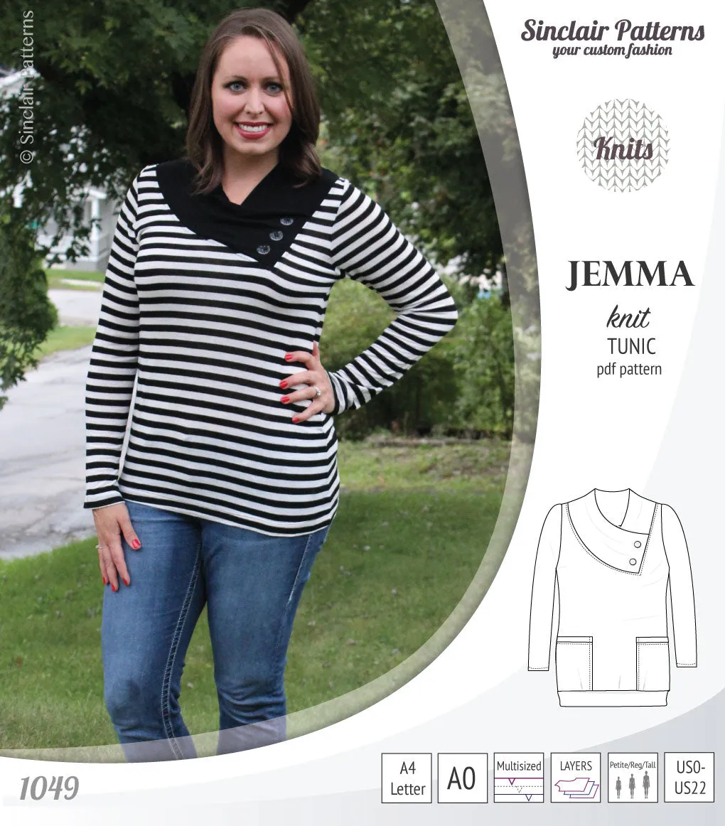 Jemma knit tunic with pockets (PDF)