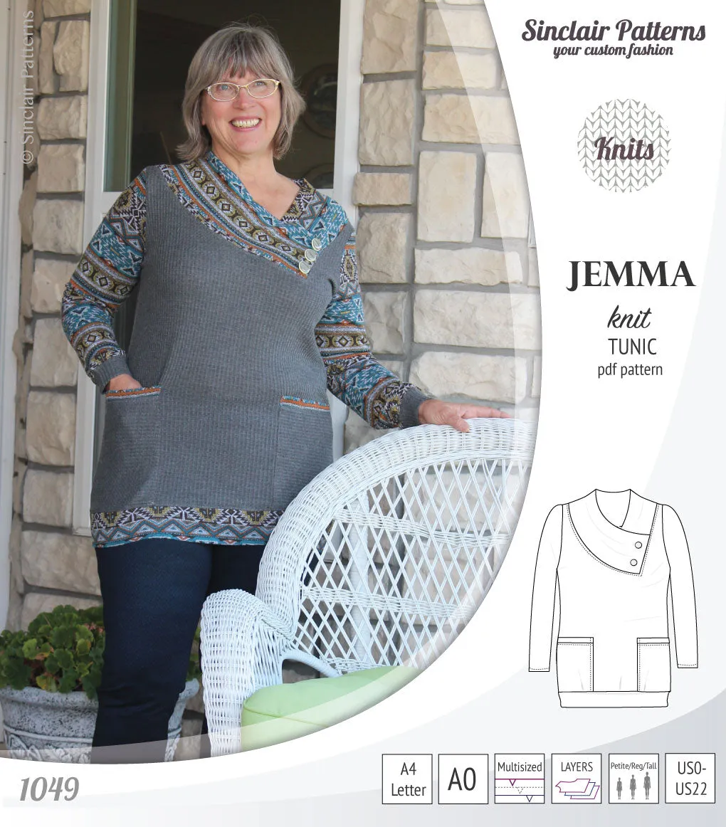 Jemma knit tunic with pockets (PDF)