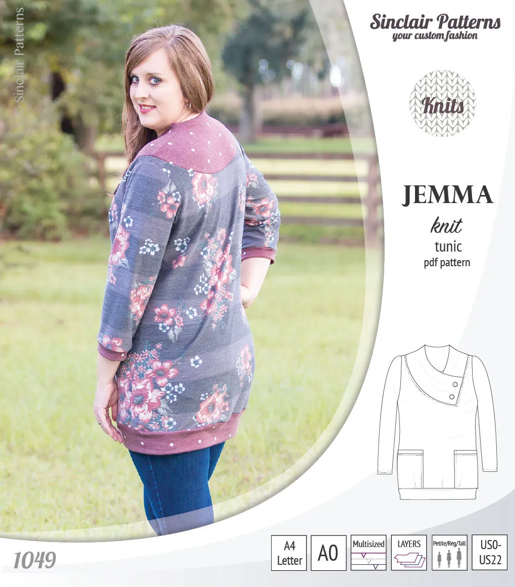 Jemma knit tunic with pockets (PDF)