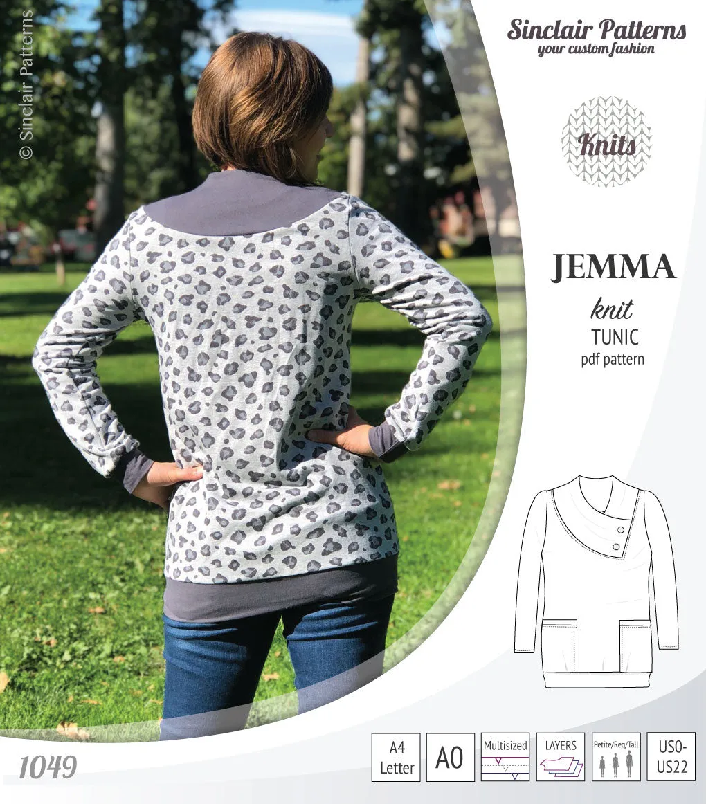 Jemma knit tunic with pockets (PDF)