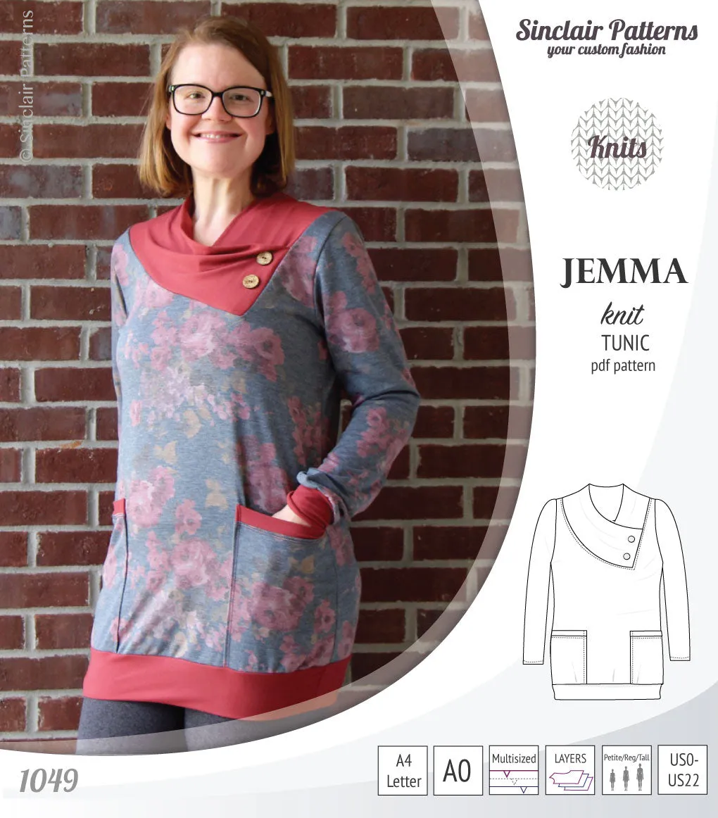 Jemma knit tunic with pockets (PDF)