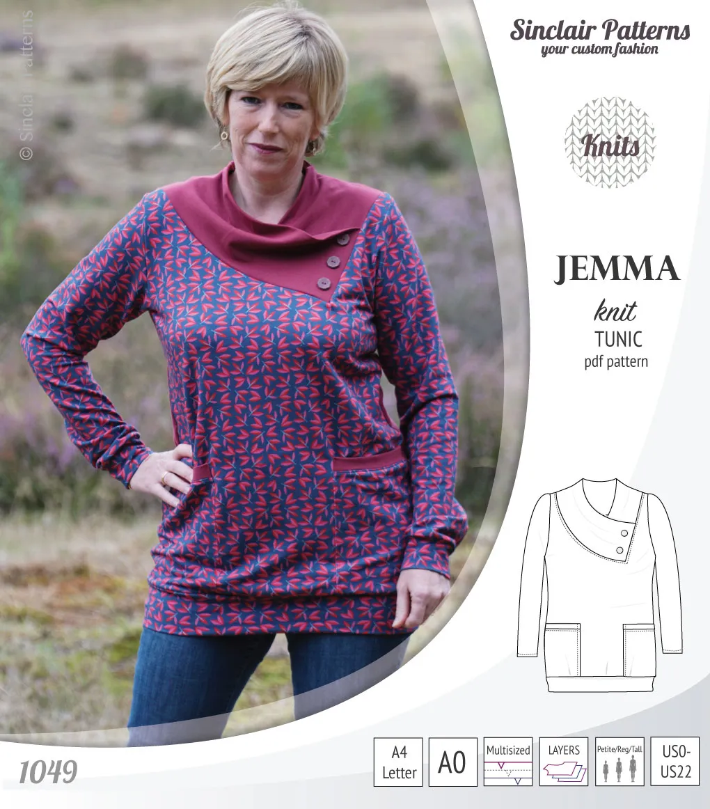 Jemma knit tunic with pockets (PDF)