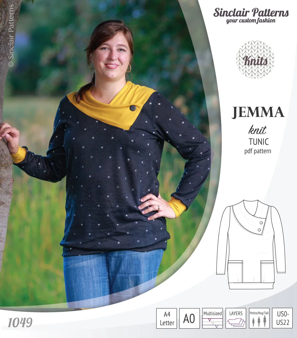 Jemma knit tunic with pockets (PDF)