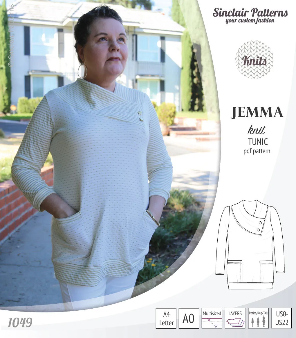 Jemma knit tunic with pockets (PDF)