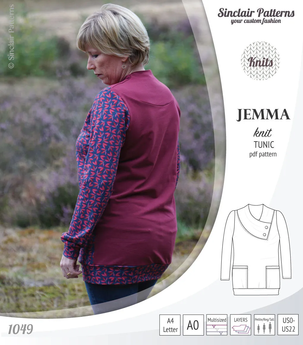 Jemma knit tunic with pockets (PDF)