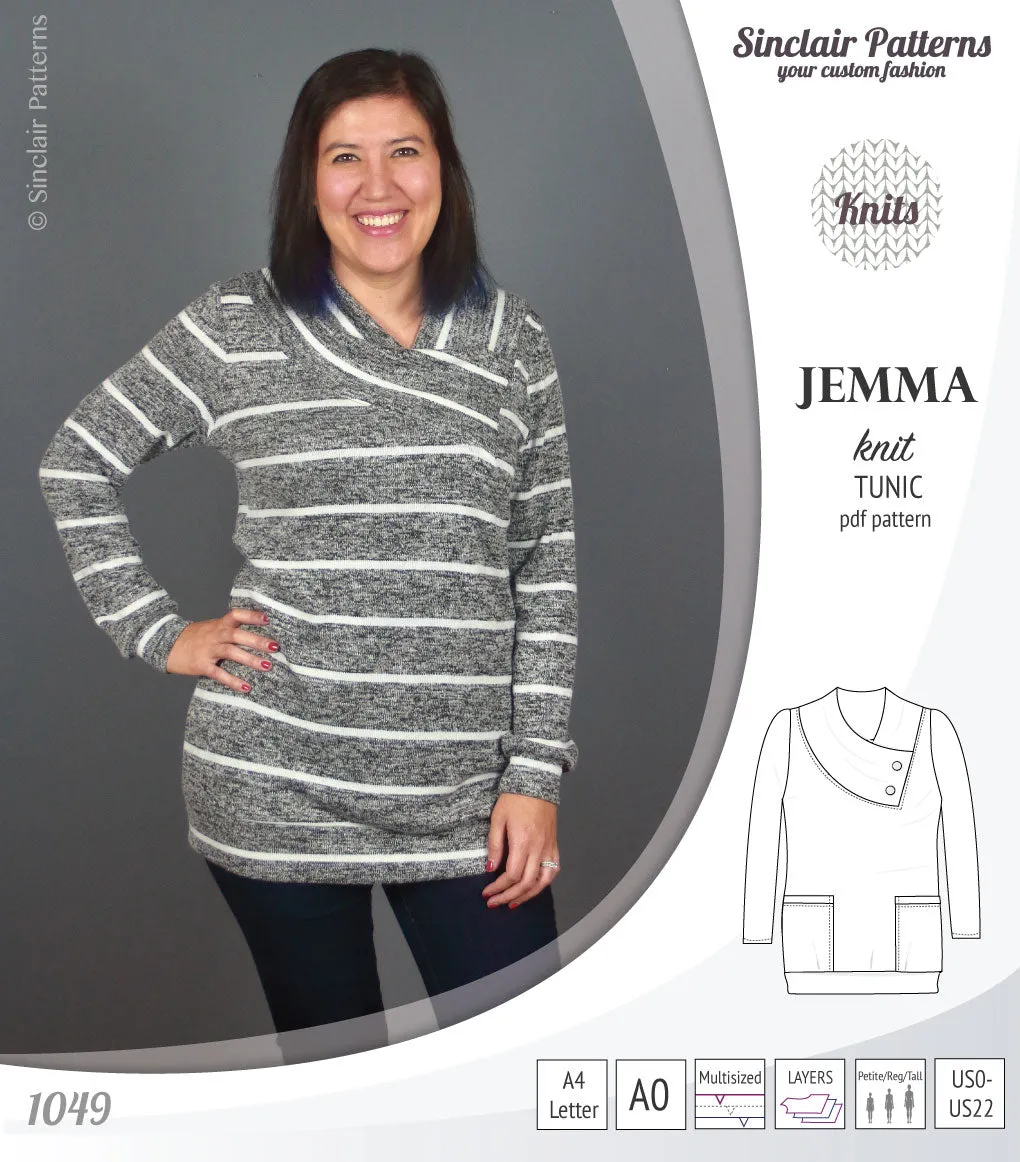 Jemma knit tunic with pockets (PDF)