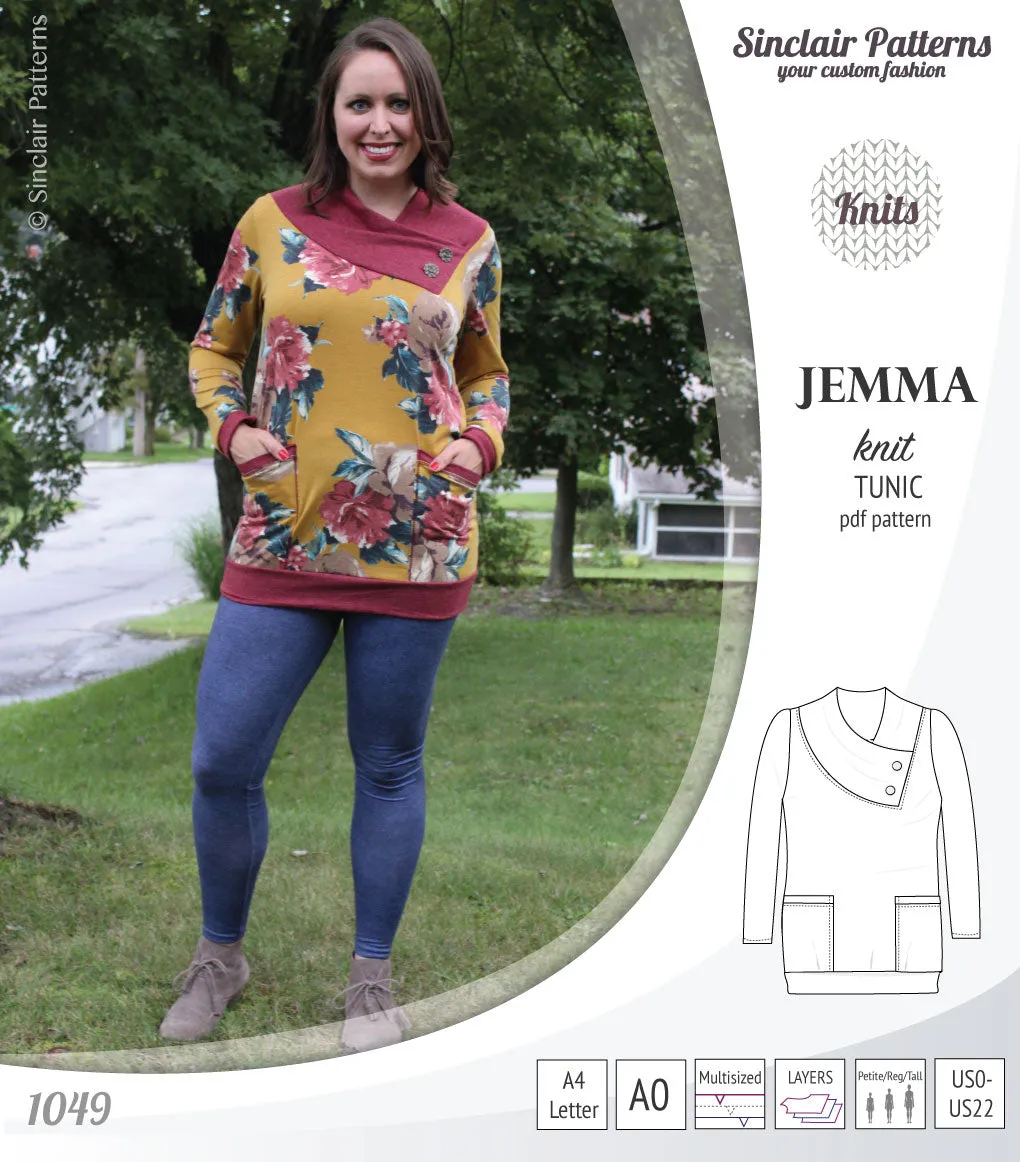 Jemma knit tunic with pockets (PDF)