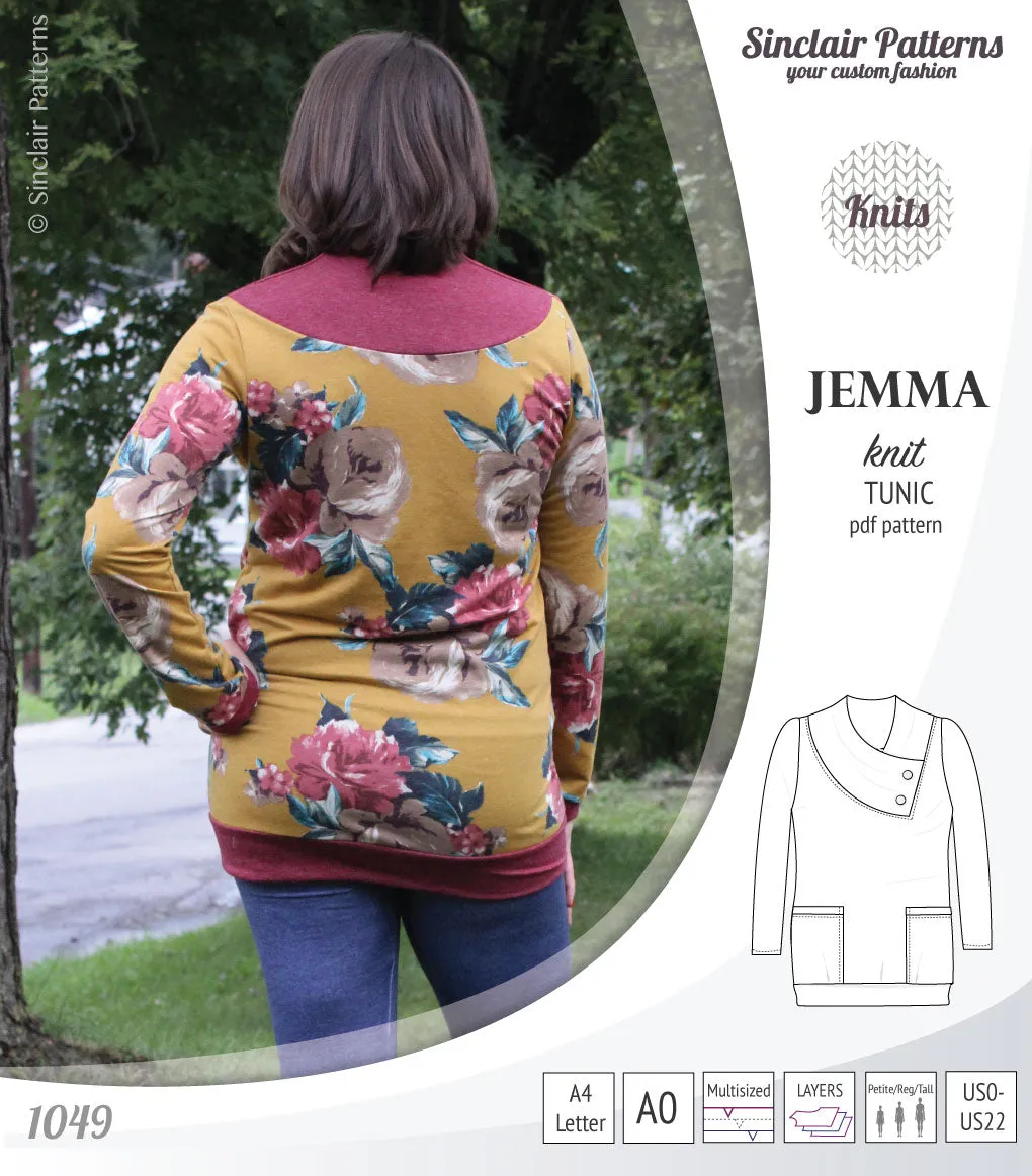 Jemma knit tunic with pockets (PDF)