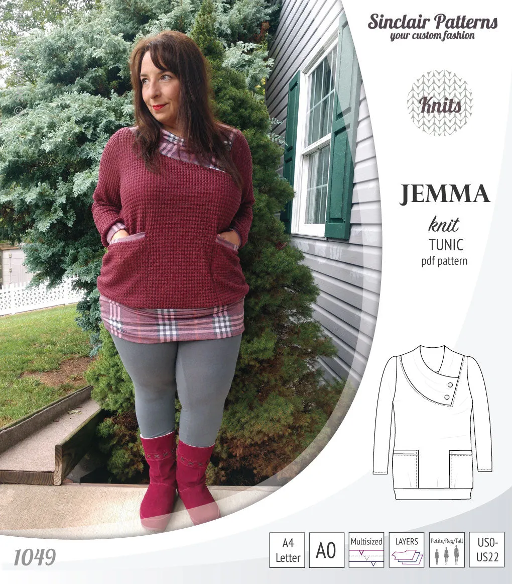 Jemma knit tunic with pockets (PDF)