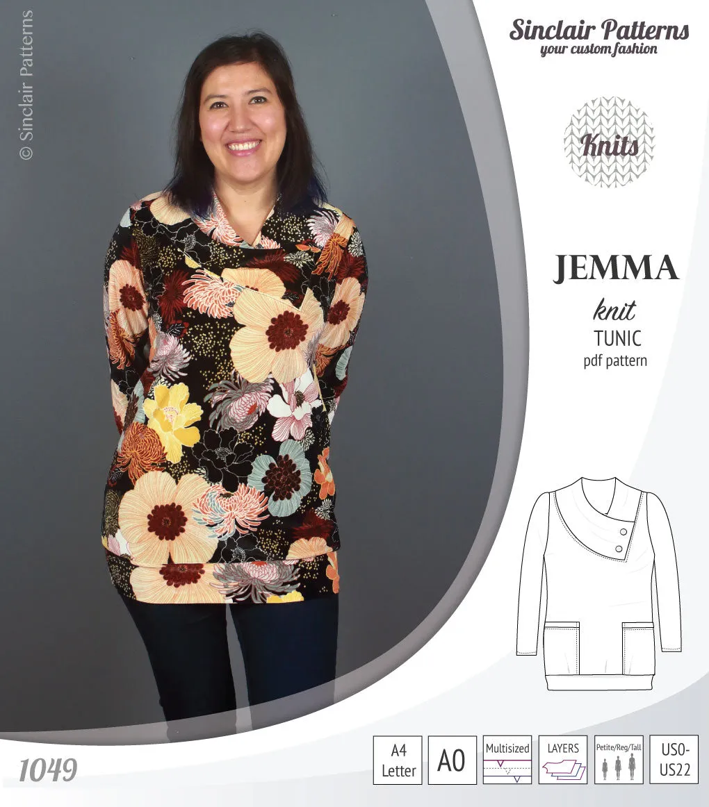 Jemma knit tunic with pockets (PDF)