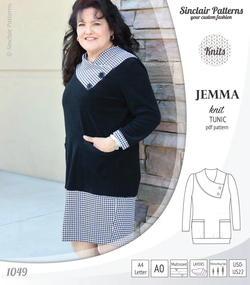 Jemma knit tunic with pockets (PDF)