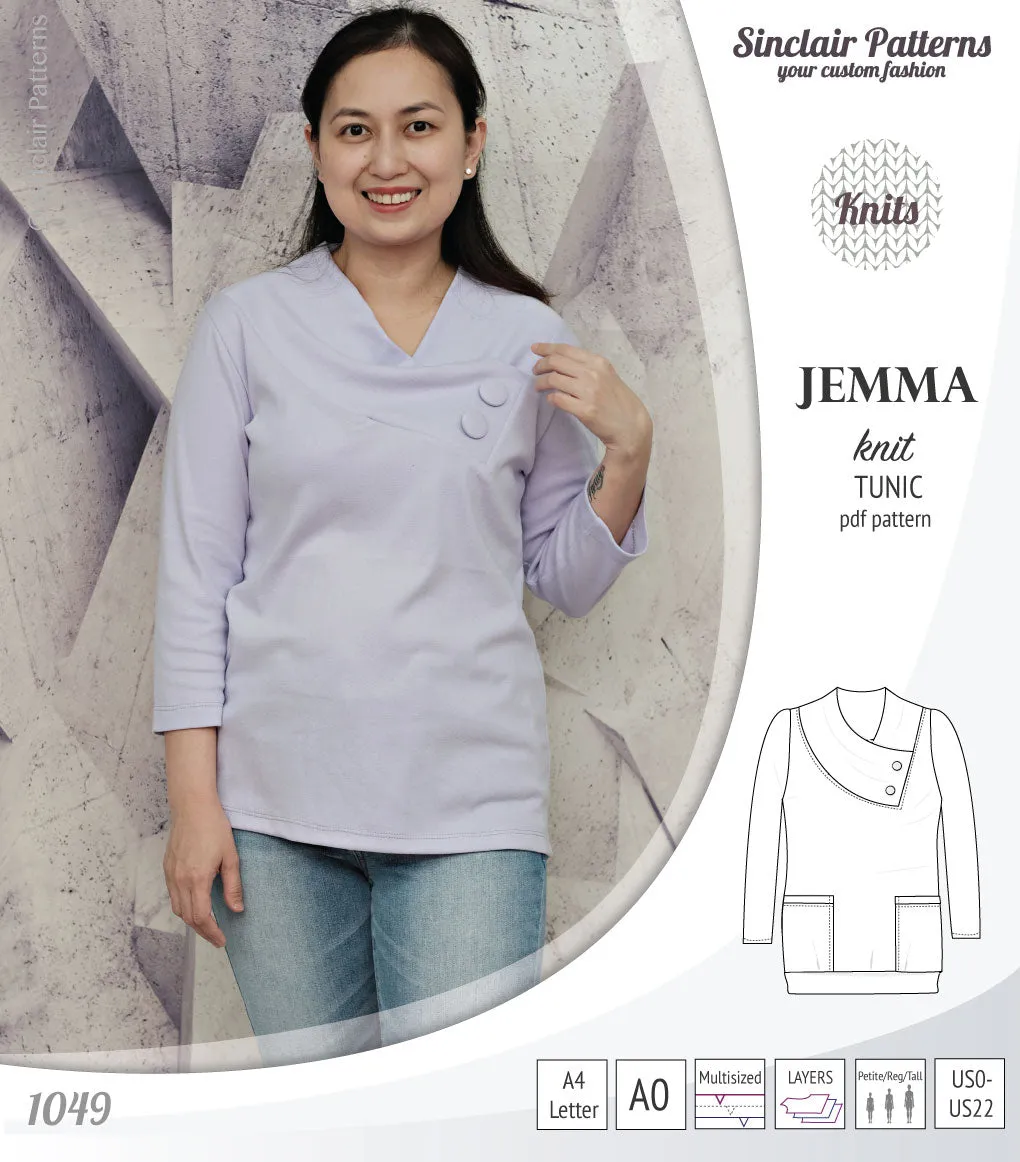 Jemma knit tunic with pockets (PDF)