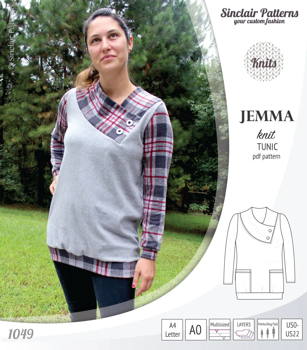 Jemma knit tunic with pockets (PDF)