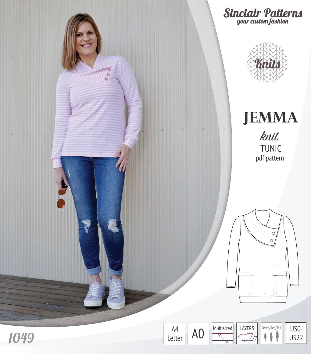 Jemma knit tunic with pockets (PDF)