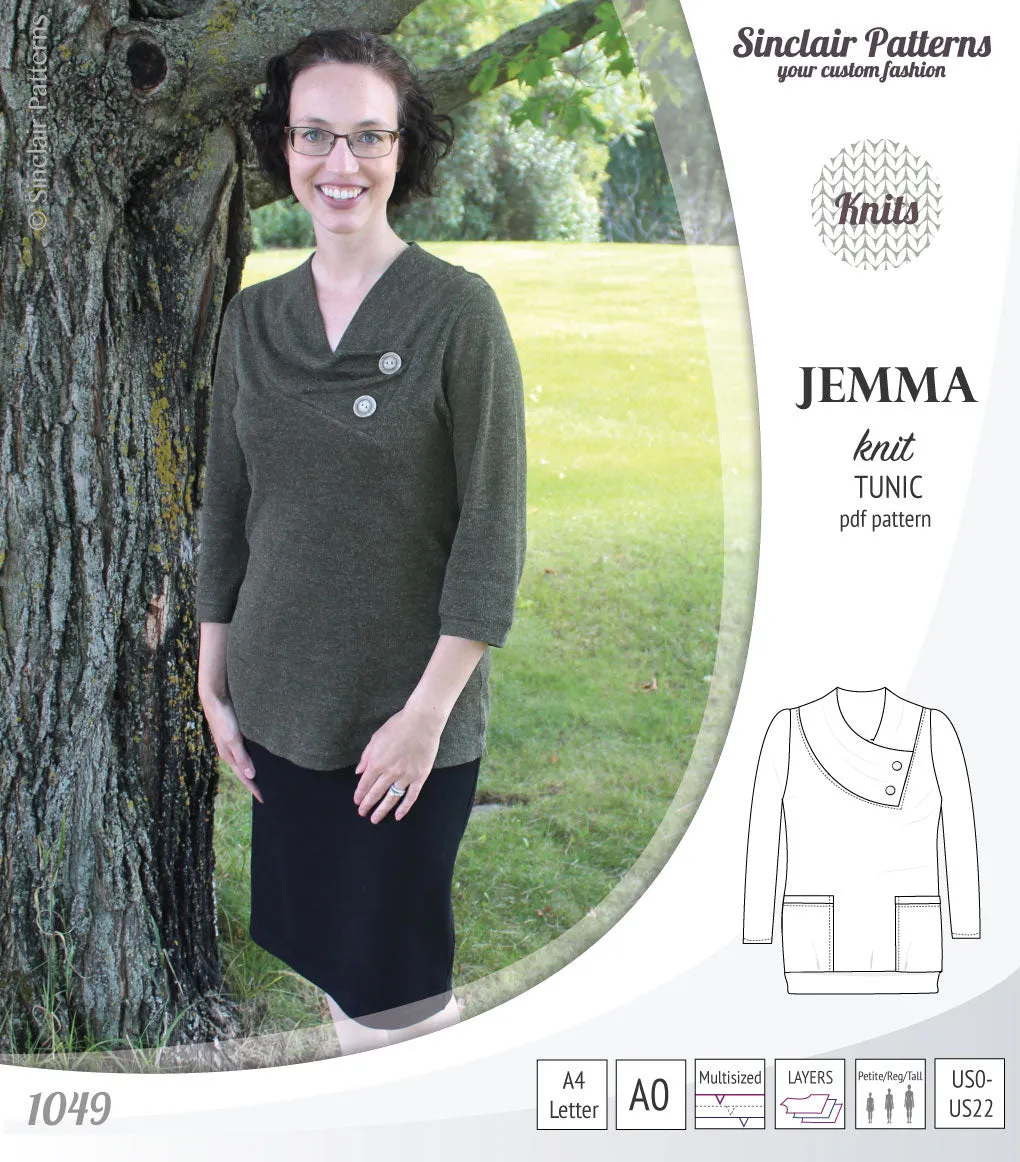 Jemma knit tunic with pockets (PDF)