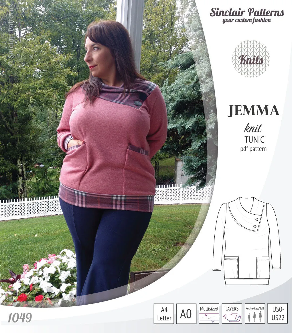 Jemma knit tunic with pockets (PDF)