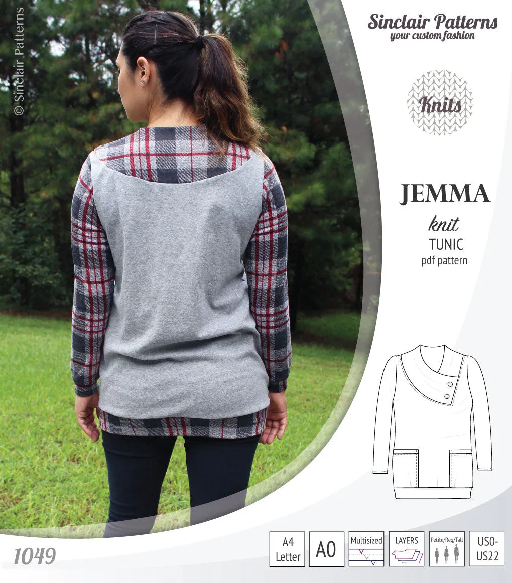 Jemma knit tunic with pockets (PDF)