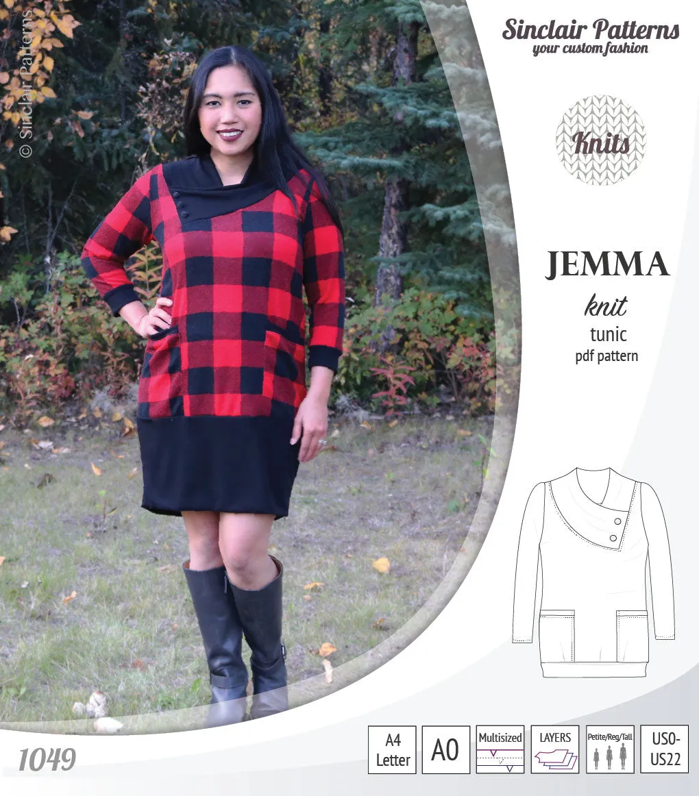 Jemma knit tunic with pockets (PDF)