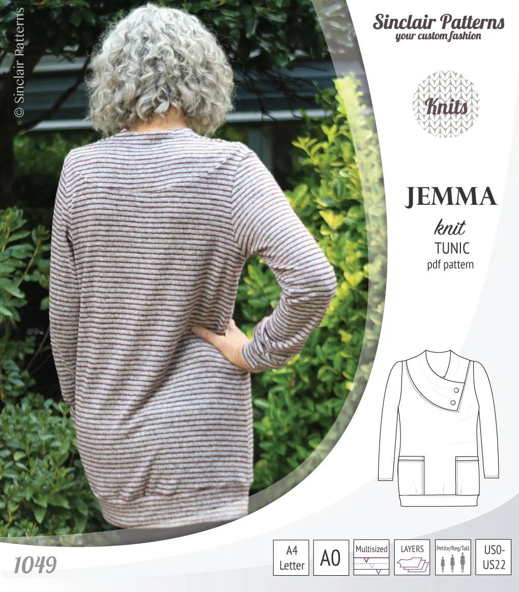 Jemma knit tunic with pockets (PDF)