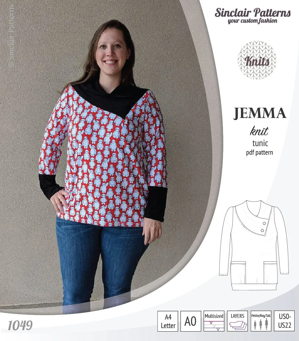 Jemma knit tunic with pockets (PDF)